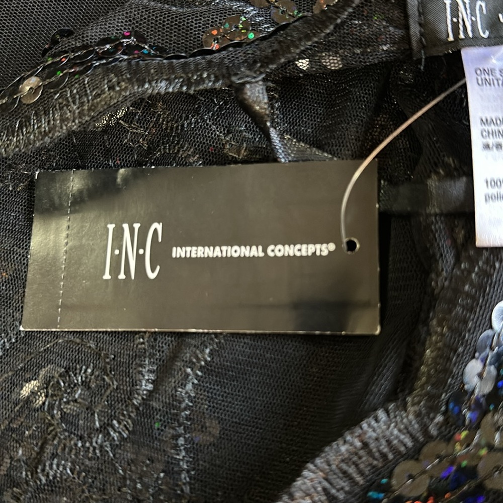 Black Floral Sequined Evening Wrap Scarf, I.N.C. International Concepts - Picture 4 of 6
